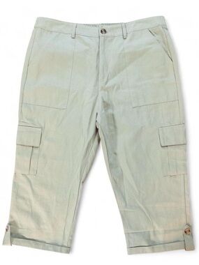 Women’s Sage Green Cargo Capri Pants Size Large Utility Casual Pants